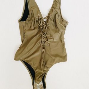Wolf and Whistle one piece olive green swimsuit